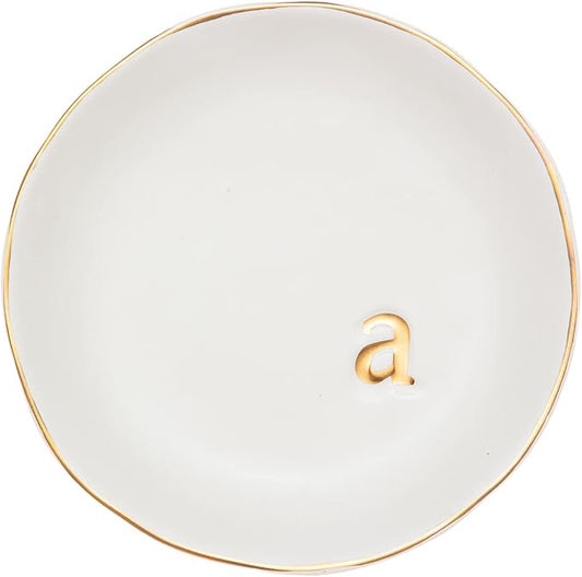 COLLECTIVE HOME - Ceramic Jewelry Tray, Decorative Trinket Dish for Rings Earrings Necklaces Bracelet Watch Keys, Birthday Mother's Day Christmas Gift for Women, 4.75", White Surface (A)