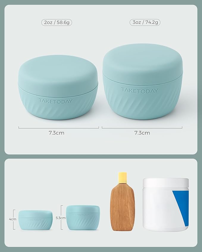 TakeToday Travel Containers for Toiletries, Leak-proof, TSA Approved, Refillable Silicone Cream Jars with Lid Travel Size Essential for Cosmetic toiletry Cream, 3oz, 4 Pack (Grey)