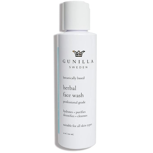 GUNILLA Herbal Face Wash - Very Gentle Daily Cream Cleanser for Dry, Normal, Sensitive Skin. Removes Dirt, Oil & Impurities. Plant-Based. Vegan. Natural. Concentrated 4.0 oz