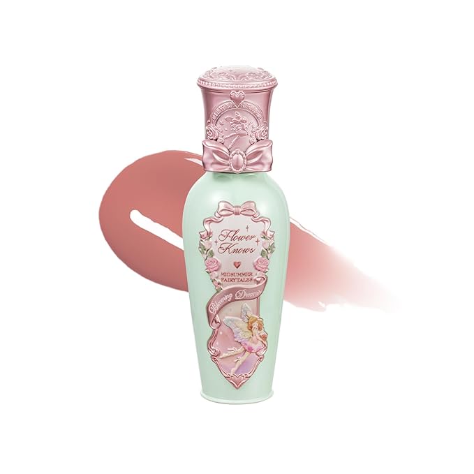 Flower Knows Midsummer Fairytales Coating Lip Lacquer,Glowy Non-Fading Lip Gloss,Hydrating Tinted Lip Oil for Girls&Women,Vegan & Cruelty Free,0.17Fl Oz(G07 Lullaby)