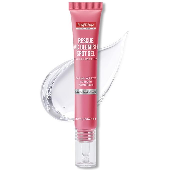 Purederm Blemish Spot Treatment Gel with Salicylic Acid 2%, Soothing Acne Care for Irritated Skin, Day & Night Use, 20ml