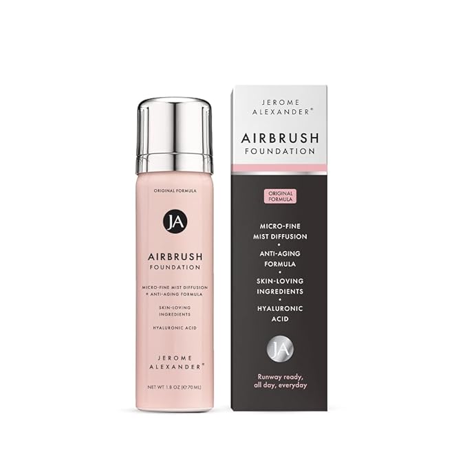 Jerome Alexander MagicMinerals AirBrush Foundation, Spray Makeup with Skincare Active Ingredients, Ultra-Light, Buildable, Full Coverage Formula (Bright Light)