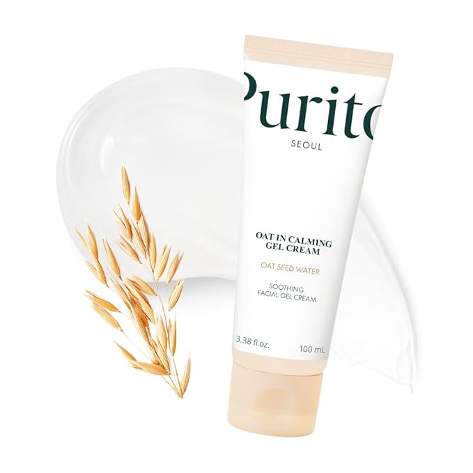 PURITO Post-Acne Moisturizer, Recovery & Glow Boost, Silicone-Free, Non-Comedogenic, Vegan, Korean Skincare, Oat In Calming Gel Cream, 3.38 fl oz / 100ml