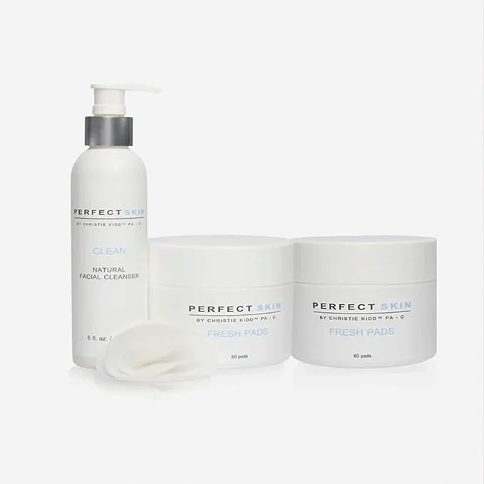 PERFECT SKIN BY CHRISTIE KIDD, Fresh + Clean Duo Perfect Skin by Christie Kidd, PA-C | Natural Face Cleanser & Exfoliating Pads Set | Clean, Soothe, and Refine Skin