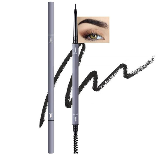 Black Eyebrow Pencils for Women,with Spoolie Brush,Eyebrow Pencil Soft Textured,Waterproof Sweat-proof for Fills in Sparse Areas and Gaps Create a Natural Eye Brow,Vegan & Cruelty-Free