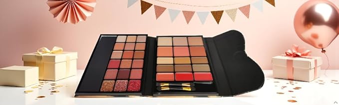 33 Color Eyeshadow Palette with Blush & Highlighter – Professional All-in-One Makeup Set for Eyes & Face | Matte, Metallic & Glitter Shades | Travel-Friendly Beauty Gift Set