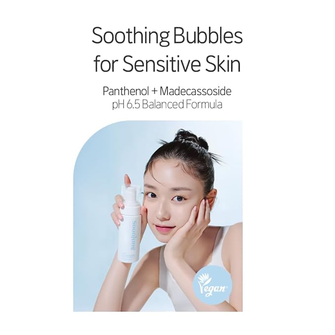 ETUDE Soonjung pH 6.5 Whip Cleanser, Face Wash for Sensitive Skin, Soft Bubble, Hypoallergenic Cleansing, Low pH Level, Fragrance-Free, Panthenol, Madecassoside, Korean Skin Care, Beauty (5.07 Fl Oz)