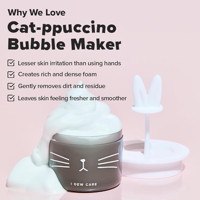 I DEW CARE Bubble Foam Maker - Cat-ppuccino Bubble Foam Maker | Facial Cleansing, Gifts for Women and Girls