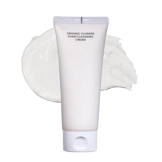 Whamisa Organic Flowers Foam Cleansing Cream, Foaming Face Wash, Postbiotic-Rich Formula for Gentle Wash, Rich Bubble Pore Care, Fermented Complex, 3 Day Aging, Hydrating (150ml)