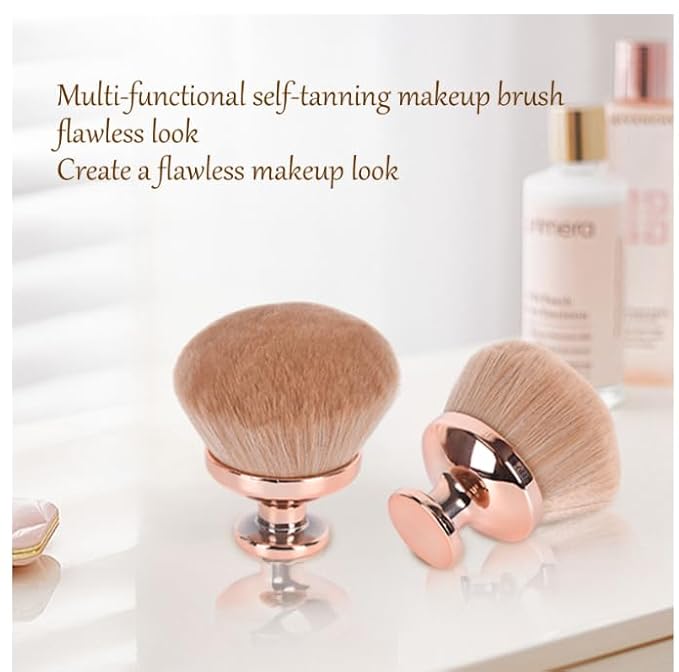 Large Kabuki Body Makeup Brush, Self-Tanning Applicator, Suitable for Mixed Bronzing Sun Protection Body Cream Dry and Wet Multi-Use, Evenly Apply 90mm Large Brush Head (golden)