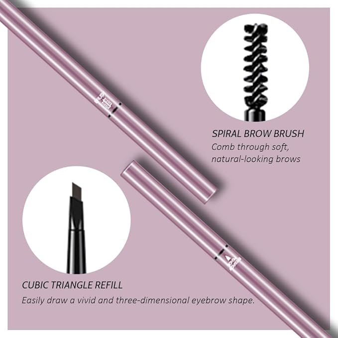 3 Pcs Black Eyebrow Pencils for Women,with Spoolie Brush,Eyebrow Pencil Soft Textured,Waterproof Sweat-proof for Fills in Sparse Areas and Gaps Create a Natural Eye Brow,Vegan & Cruelty-Free