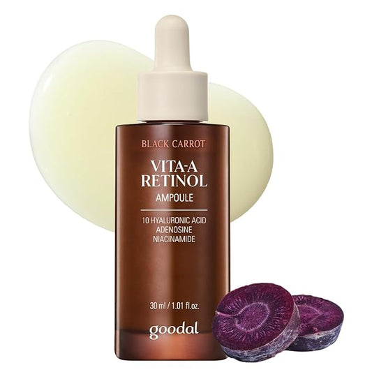 GOODAL Black Carrot VITA-A Retinol Ampoule 30ml, Hydration Facial Serum for Glowy Skin, Lightweight Serum, Korean Skincare, Pore minimizer