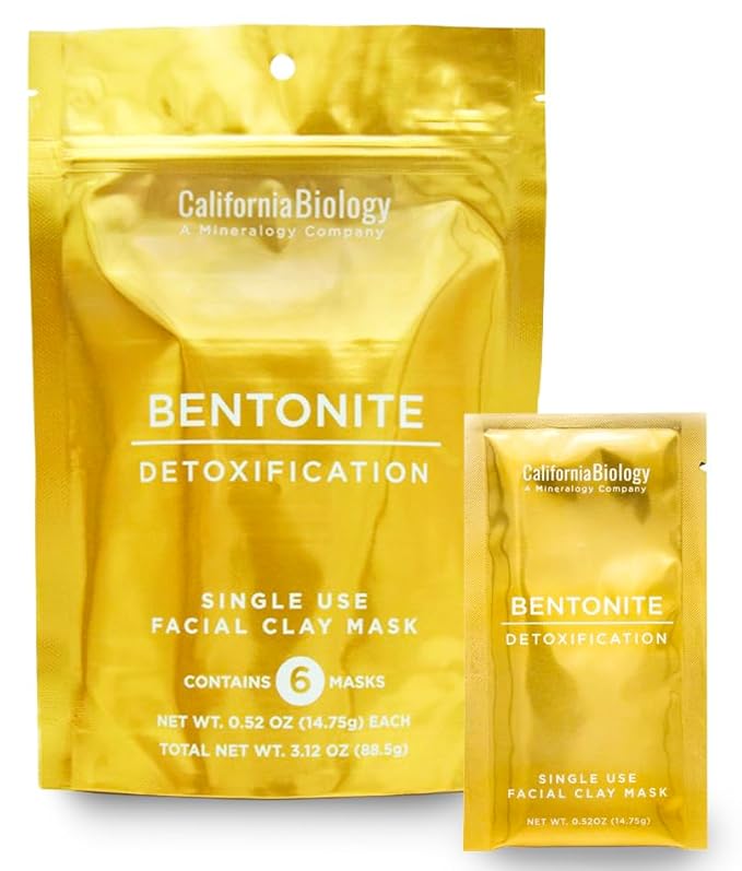 California Biology Calcium Bentonite Clay | Indian Healing Clay for Face & Body | Deep Pore Cleansing & Detox Face Mask | Skincare, Beauty, & Acne Treatment for Face | Natural Skin Care Mask | 6 Count