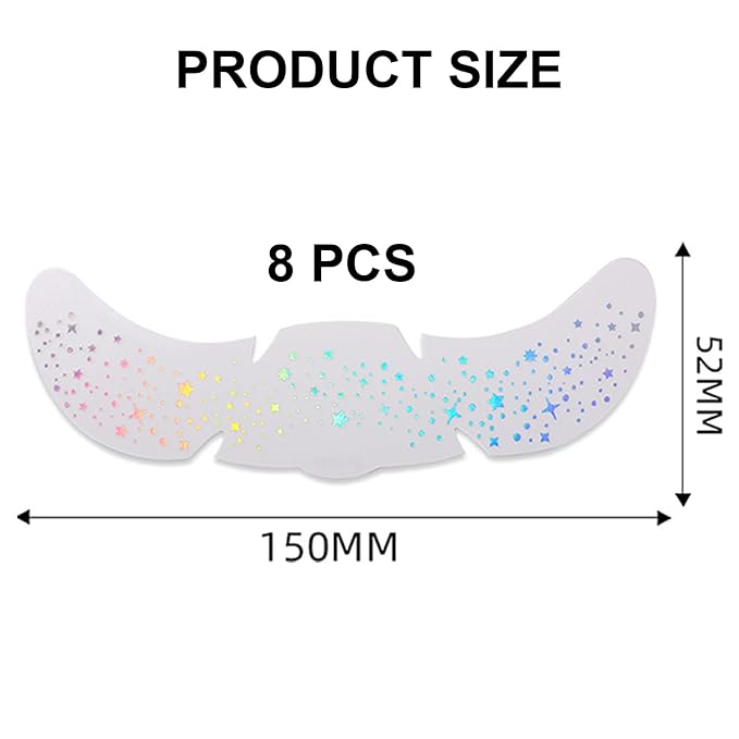 8Pcs Face Makeup Patches, Glitter Freckles Face Tattoo for Teenagers & Young Women, Sparkle Freckles Makeup Patches, Waterproof Face Glitter Freckles for Christmas (8PcsB Holographic Multicolor)