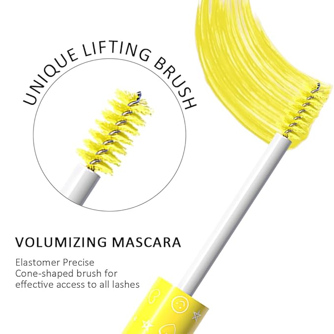 Yellow Lash Mascara Waterproof, Long lasting Charming Voluminous Cruelty Free Vegan Yellow Eye Makeup