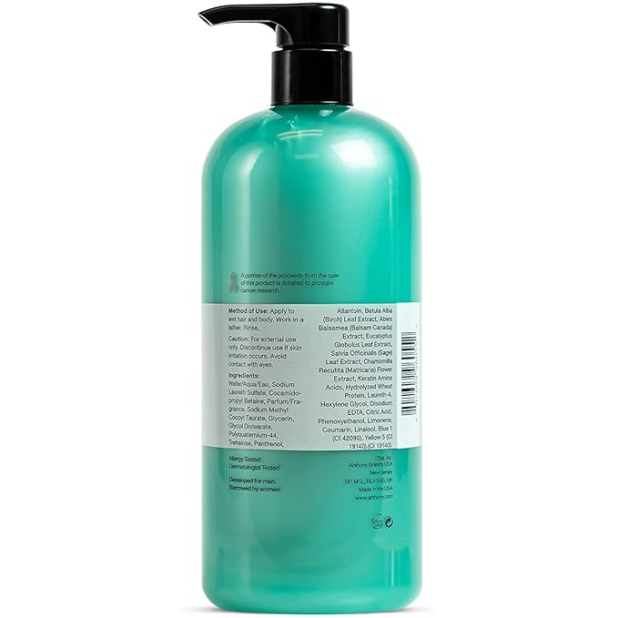 Anthony Invigorating Rush Hair and Body Wash, 32 Fl Oz Blue Sea Kelp Body Scrub, 32 Fl Oz