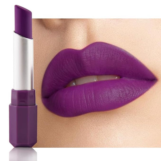 Plum Purple Matte Creamy Lipstick for Women, Longwear Lip Gloss Face Paint Stick, Lip Stick Stain Long Lasting Waterproof Easy Application Full Coverage Velvet Gloss for Party Halloween Makeup 10