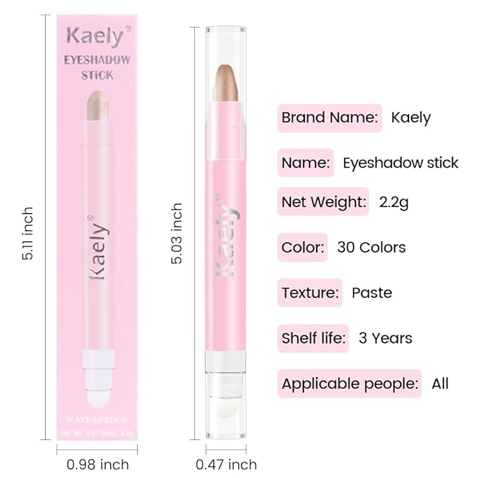 evpct 1Pcs Sand Shimmer Cream Eye Shadow Brightener Sticks for Eyes Waterproof Pigmented, Double Ended Cream Eyeshadow Stick Pencil Pen with Applicator, Eye Shadow Palette Highlighter Makeup 25