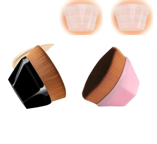 Makeup Brush 2PC, Flawless Foundation Make-Up Brush, Flat Top High-Density Makeup Brush, Multi-Purpose Mixed Brush For Concealer, Cream, Face Cream, Powder, Etc