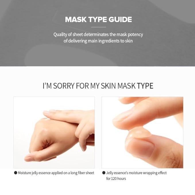 I'M SORRY FOR MY SKIN Jelly Face Mask Korean Skin Care, Hydrating Face Masks Skincare Set, Self Care Items for Glow Beauty, Teacher Appreciation Gifts for Women, Pack of 10 (Cooling SOS Soothing Mask)