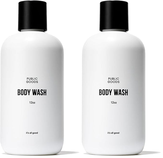 Public Goods Body Wash for Men and Women | Natural Soap for Bath & Shower | Body Scrub Made with Organic Essential Oils | Sulfate & Paraben Free | Vegan Friendly | 12 Fl Oz Bottle (Pack of 2)