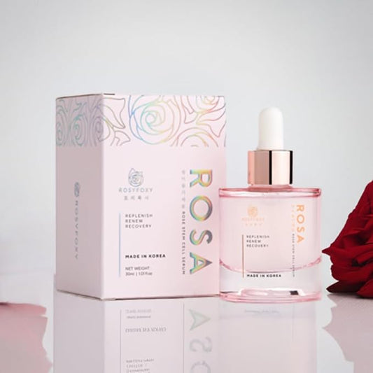 RosyFoxy Rosa Hyaluronic Acid Serum for Face, Rejuvenating Collagen Serum for Fine Lines and Wrinkles, Hydrating, Even Toning, Suitable for All Skin Type including Sensitive - 30 mL - Made in Korea