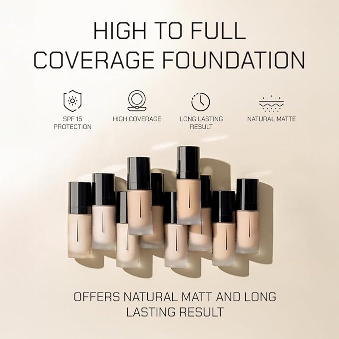 Radiant Professional Natural Fix All Day Matte Cream Foundation - Long Wear High Coverage Face Makeup Foundation With SPF 15 - Oil Free Matte Finish - For All Skin Types-1.01 oz. (03 Beige)