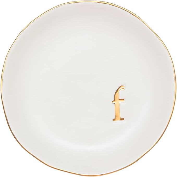 COLLECTIVE HOME - Ceramic Jewelry Tray, Decorative Trinket Dish for Rings Earrings Necklaces Bracelet Watch Keys, Birthday Mother's Day Christmas Gift for Women, 4.75", White Surface (F)