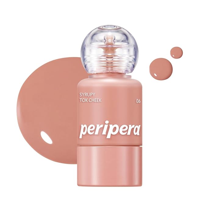 PERIPERA SYRUPY TOK CHEEK 5 Colors, Liquid Blush, Dewy Finish and Hydrates All day, Soft Velvet Texture Face Cheek Tint (06 NUTTY MILKTEA, One Size)