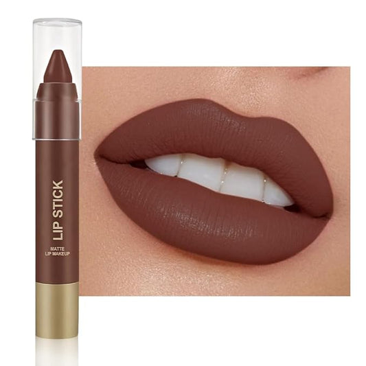 Matte Lipstick Crayon for Women, Maroon 24 Hour Lipstick Lip Liner Pencil, Neutral Lip Stick Lipliner Long Lasting Waterproof Smudge Proof, Vegan & Cruelty-Free, 04