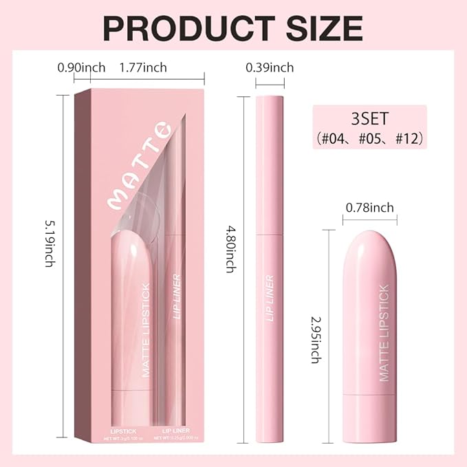 6Pcs 2 in 1 Matte Lipstick Lip Liner Pencil Set,Waterproof Lip Stick Lip liner Combo for Old Women Long Lasting Lipstick Crayon,labiales mate 24 horas originales