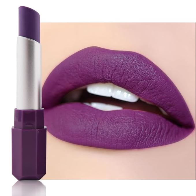 Dark Magenta Matte Creamy Lipstick for Women, Longwear Lip Gloss Face Paint Stick, Lip Stick Stain Long Lasting Waterproof Easy Application Full Coverage Velvet Gloss for Party Halloween Makeup 09