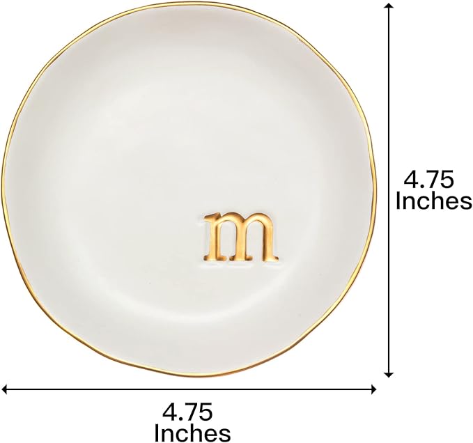 COLLECTIVE HOME - Ceramic Jewelry Tray, Decorative Trinket Dish for Rings Earrings Necklaces Bracelet Watch Keys, Birthday Mother's Day Christmas Gift for Women, 4.75", White Surface (M)