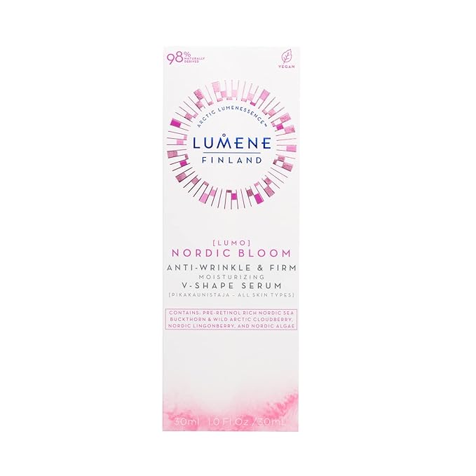 Lumene [Lumo] Nordic Bloom Anti-Wrinkle & Firm Moisturizing V-Shape Face Serum - Hydrating Serum to Help Visibly Reduce Fine Lines + Wrinkles - Infused with Nordic Lingonberry Extract (30 ml)