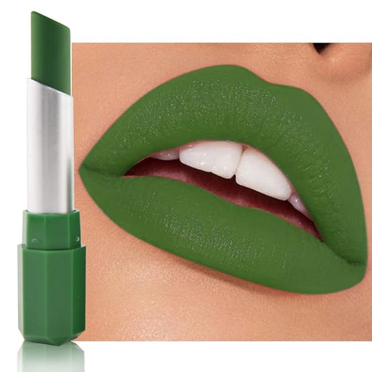Light Green Matte Creamy Lipstick for Women, Longwear Lip Gloss Face Paint Stick, Lip Stick Stain Long Lasting Waterproof Easy Application Full Coverage Velvet Gloss for Party Halloween Makeup 20