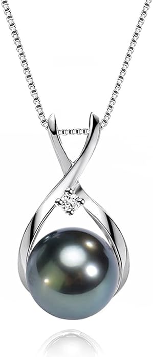 Gifts for Wife Women Anniversary-Tahitian Black Pearl Necklace-Mom Girlfriend Her Fine Jewelry Mothers Day Valentines Christmas Birthdays Gift