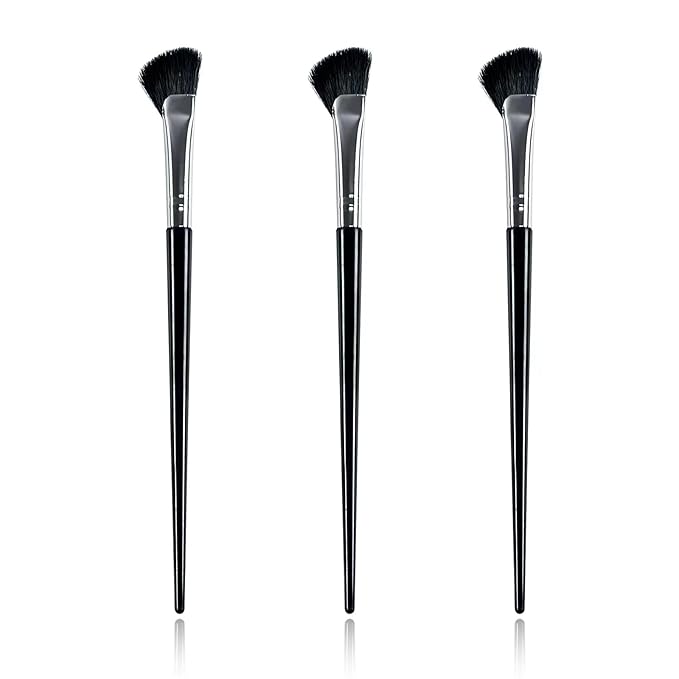 Nose Contour Brush, 3Pcs Eye Brow Contouring Brush Half Fan-Shape Shadow Blush Brush for Highlighter Blush Liquid Cream Powder