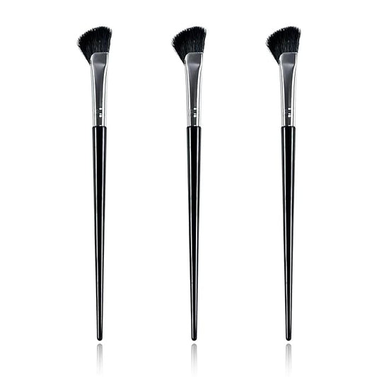 Nose Contour Brush, 3Pcs Eye Brow Contouring Brush Half Fan-Shape Shadow Blush Brush for Highlighter Blush Liquid Cream Powder