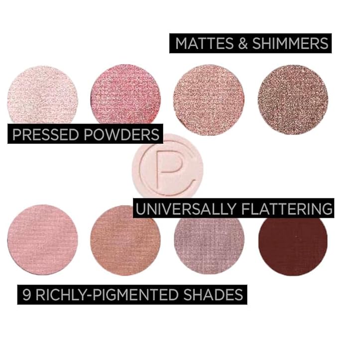 Pure Cosmetics Makeup Eyeshadow Palette, Buff (Rose Shades) - Nouveau Collection, Neutral Ultra-Pigmented Pressed Powders - Matte & Shimmer Colors, Long-Lasting, Blendable & Mineral Based