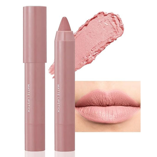 BINGBRUSH Crayon Pink Nude Matte Longwear Lipstick lip liner Pack Set,Moisture Smooth Color Stick Ultimate Lip Crayon for Makeup Collection - Waterproof Velvet Lipgloss (01#, 1 Count (Pack of 1))