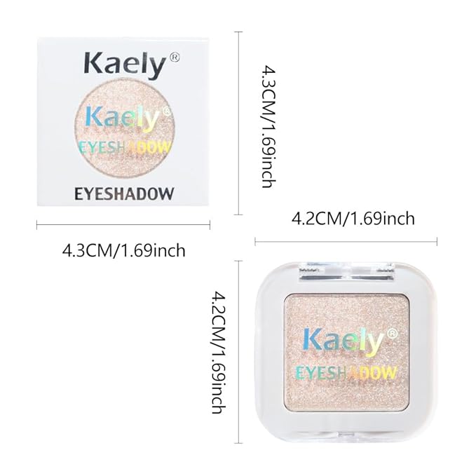 Kaely Pressed Single Eyeshadow Makeup, Sheer White Sparkle Highly Pigmented Monochrome Eye Shadow Palette, Waterproof Neutral Powder Mini Eyeshadow, sombras para ojos, Lightweight Blendable, 02