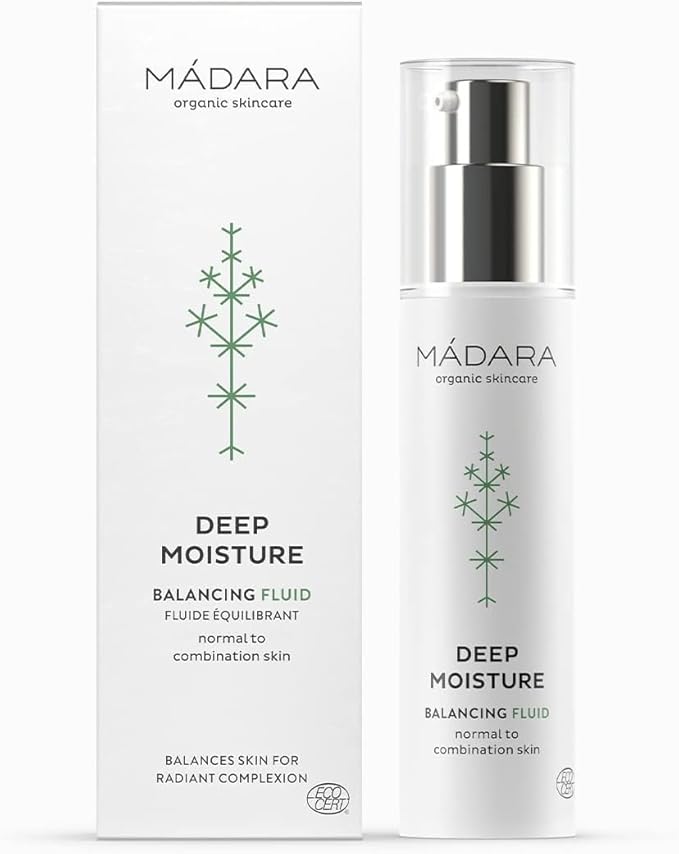 MÁDARA Organic Skincare | Deep Moisture Fluid - 50ml, Ultra-light texture, 24-hour hydration, Balancing, Dermatologically tested, Ecocert certified, Recyclable packaging.