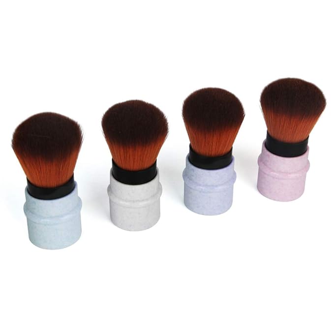 Vtrem 4 Colors Kabuki Makeup Brush Retractable Blush Brushes Premium Foundation Brush Travel Kit for Mineral Powder, Contouring, Cream, Liquid Cosmetics, Pink/Blue/White/Purple