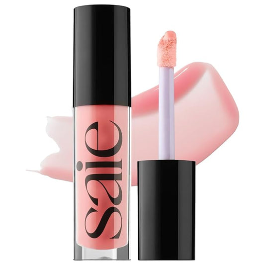Saie Glossybounce - Hydrating Lip Gloss and Tinted Lip Oil Hybrid with Hyaluronic Acid & Jojoba Oil for Non-Sticky, Ultra-Shiny, Plump & Soft Lips - Everyday Makeup Essential - Kiss (.17 oz)