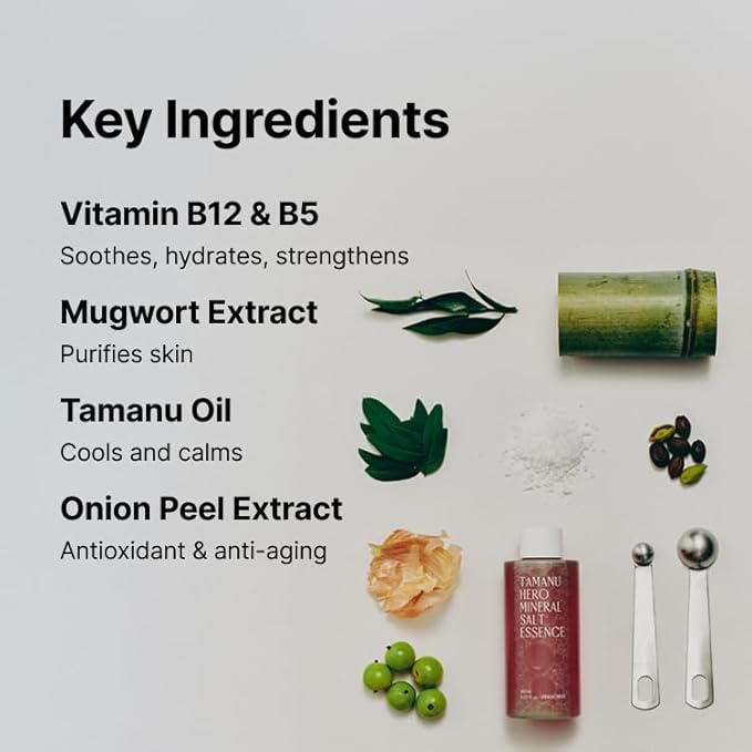 PINKWONDER Tamanu Hero Mineral Salt Essence Toner | All-in-One Blemish Solution | Instant Cooling & Redness Relief | Tamanu Oil & 70+ Minerals for Skin Balance (150ml / 5.07 fl. oz.)