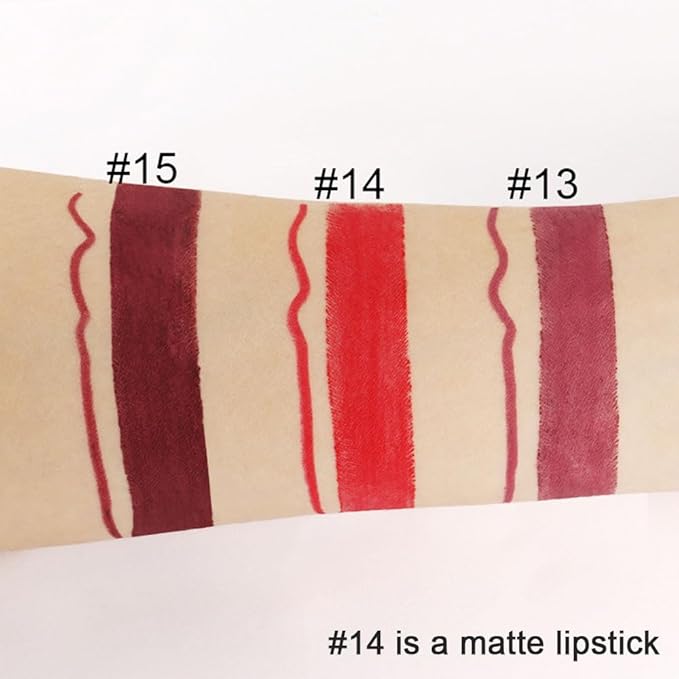 Kaely 2-in-1 Ruby Red Lip Liner & Lipstick Set Kit for Women, Matte Lips Kit with Lip Liner Lip Stains Long Lasting Waterproof 24 Hour Lipstick and Lip Liners Combo Lipliners Pencil Set 14