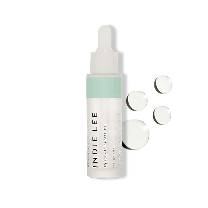 Indie Lee 100% Squalane Oil - Daily Face Oil & Hydrating Moisturizer for Dry Skin, Fine Lines and Wrinkles - Even Skin Tone, Brighten & Improve Texture (30ml)