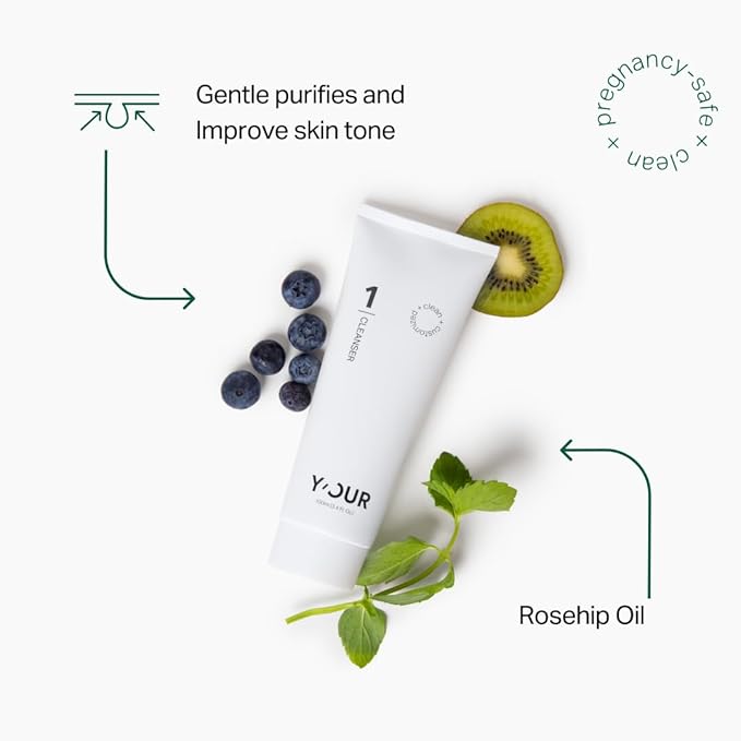 Y'OUR Non-Toxic, Pregnancy-Safe Skincare Set – 2-Step System with Cleanser & Night Cream – Soothing & Rejuvenating – Gentle and Non-Comedogenic Formula.