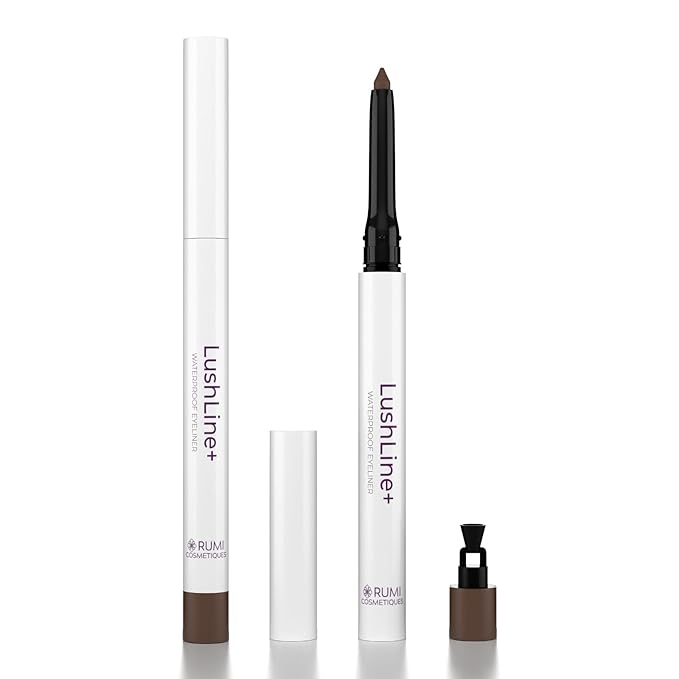 Rumi Cosmetiques LushLine+ Waterproof Eyeliner Pencil For Older Women - Smudge Proof, Long-Lasting, Non Toxic, Soft Glide - Safe For Sensitive Eyes (Dark Brown)