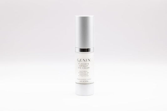 GENIX Placenta Extract Eye Cream | For Puffiness, Bags & Antiaging | Hyaluronic Acid + Caffeine + Collagen | Hydrating | Fragrance-free, cruelty-free 0.5 oz